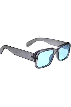 Peter Jones Eyewear Unisex Blue Lens & Black Square Sunglasses with UV Protected Lens