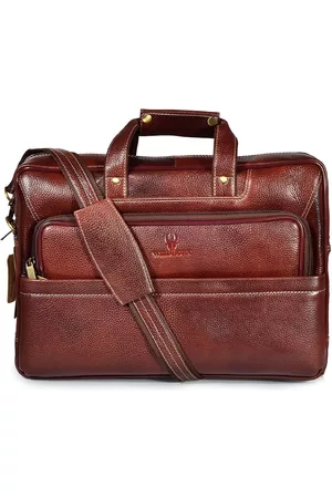 WildHorn Men Maroon Textured Leather Laptop Bag