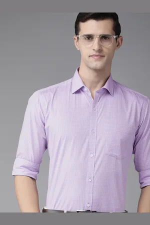 Park Avenue Men Violet Micro Checked Slim Fit Pure Cotton Formal Shirt