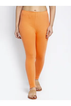 Jinfo Women Orange Solid Ankle-Length Leggings