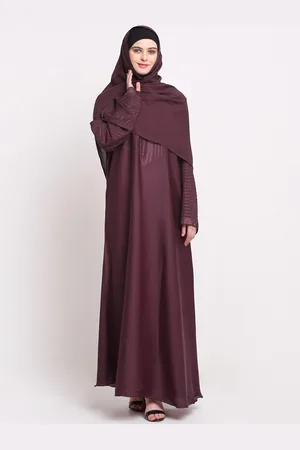KLOTTHE Women Maroon Embellished Burqas With Scarf