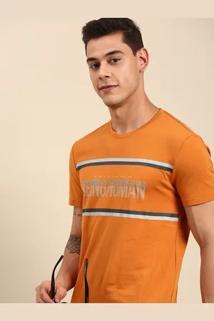 Being Human Men Orange Brand Logo Printed Pure Cotton T-shirt
