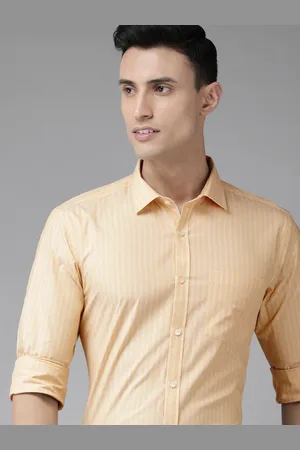 Park Avenue Men Yellow Slim Fit Striped Formal Shirt