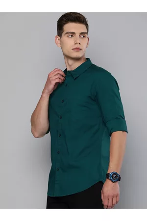 HARVARD Men Green Solid Pure Cotton Casual Shirt
