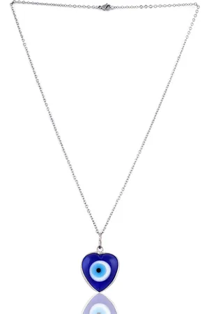 EL REGALO Women Blue Silver-Plated Evil Eye Pendent Necklace