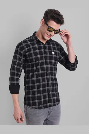 Majestic Men Black Tartan Checked Cotton Casual Shirt