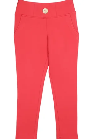 Tiny Girl Girls Coral Pink Solid Jeggings