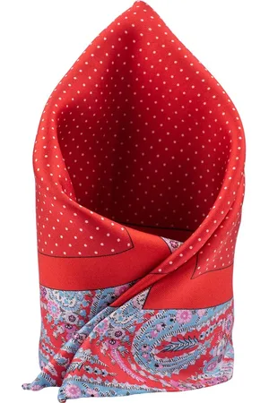 The Tie Hub Men Red Silk Printed Pocket Squares