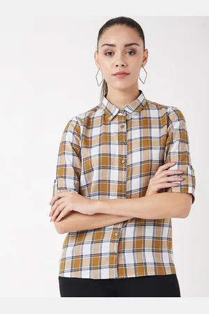 Miss Chase Women White Regular Fit Checked Casual Shirt
