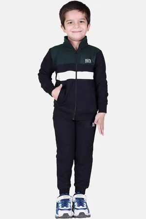 KEPA Boys Green & Black Colourblocked Tracksuits