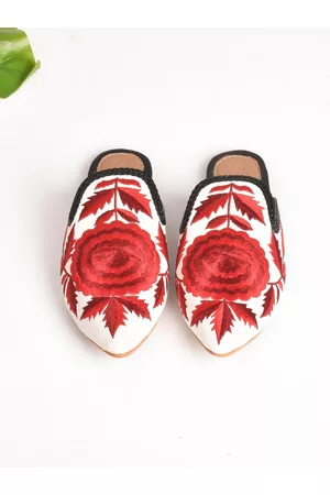 Sole House Women Red Printed Mules with Bows Flats