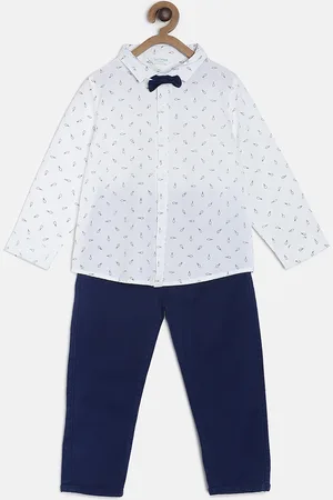 MINI KLUB Boys White & Black Regular Fit Printed Casual Shirt