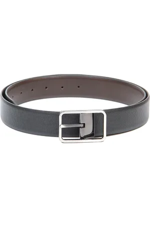 thickskin Men Black Textured Leather Reversible Formal Belt