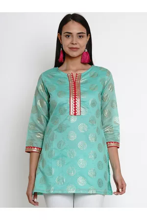 Bhama Couture Sea Green Woven Design Tunic
