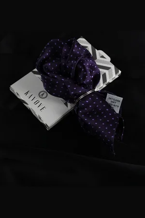 KOVOVE Men Purple Polka Dot Woven-Design Pocket Square