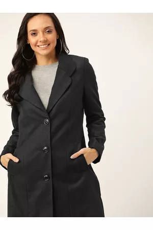 DressBerry Women Black Solid Overcoat
