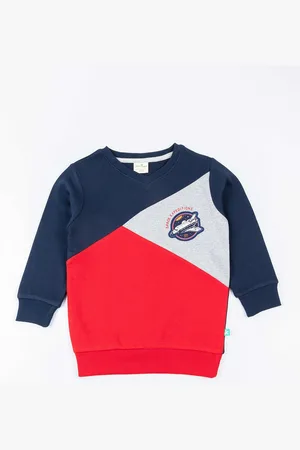 Juscubs Boys Red & Blue Colourblocked Cotton Sweatshirt