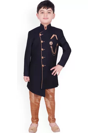 SG Boys Navy Blue & Brown Sherwani Set
