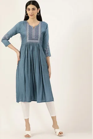 SWAGG INDIA Women Blue Ethnic Motifs Embroidered Kurta