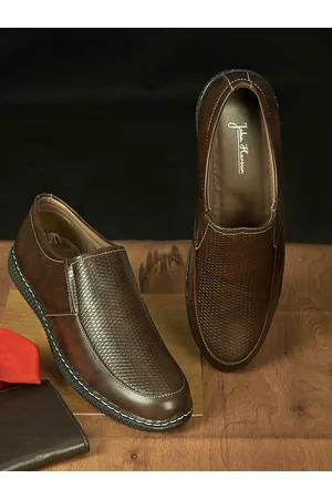John Karsun Men Brown Textured Slip-On Sneakers