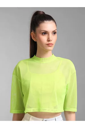 Kazo Fluorescent Green Crop Boxy Top