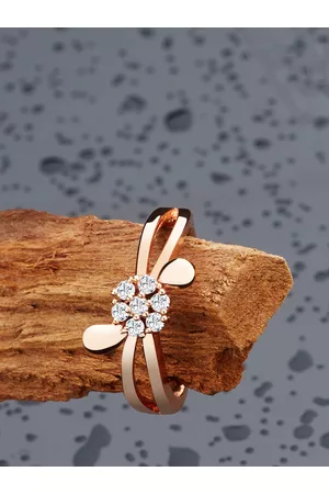 Ami Rose Gold-Plated & White CZ-Studded Adjustable Contemporary Finger Ring