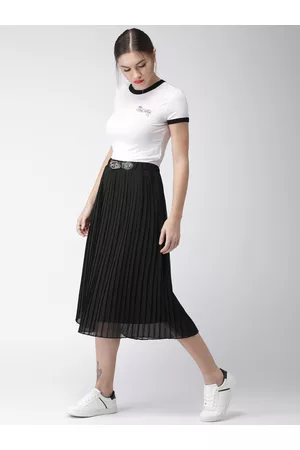 Mast & Harbour Black Pleated A-line Skirt