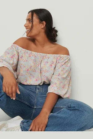 NA-KD Women Multicoloured Floral Print Off-Shoulder Blouson Top
