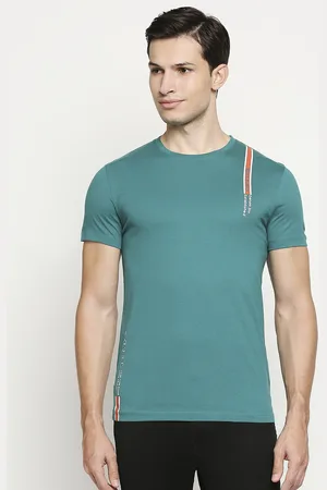 Being Human Men Teal Blue Solid Pure Cotton T-shirt