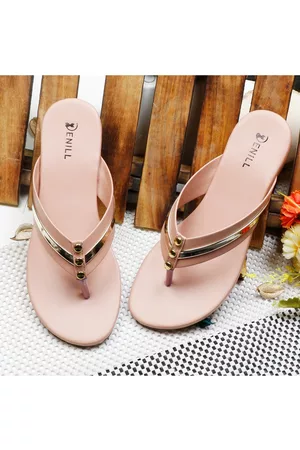 Denill Women Peach Embellished Open Toe Flats