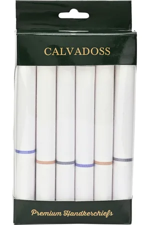 Calvadoss Men Pack Of 6 White Solid Ultra Premium Handkerchiefs