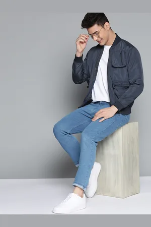 Mast & Harbour Men Navy Blue Solid Utility Bomber Jacket