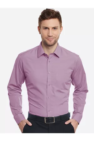English Navy Men Mauve Slim Fit Solid Formal Shirt
