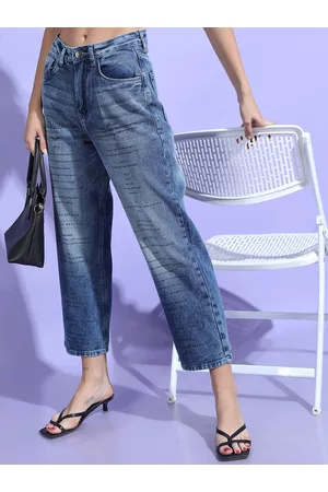 Tokyo Talkies Women Blue Wide Leg Clean look Heavy Fade Jeans