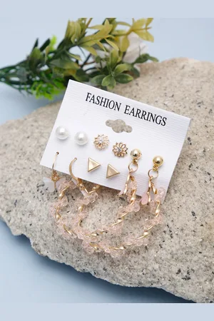 Celena Cole Woman Set of 6 Gold-Toned Contemporary Studs Earrings