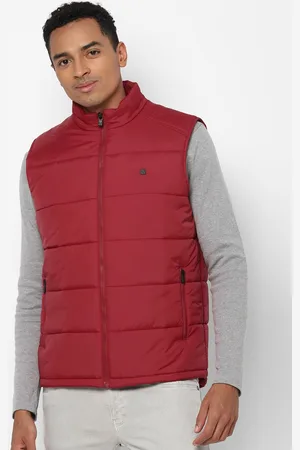 Buy Allen Solly Men Red Solid Bomber jacket Online at Low Prices