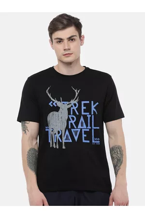 Wildcraft Men Black Typography Printed T-shirt