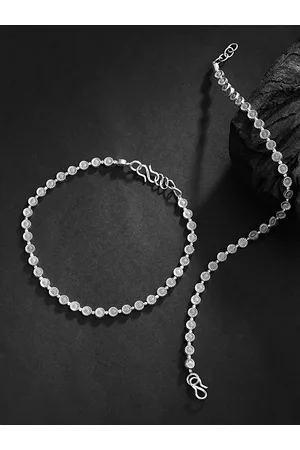 Priyaasi Set of 2 Oxidized Silver-Plated Handcrafted Anklets