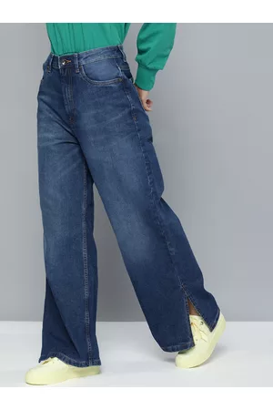 Flying Machine Women Blue Wide Leg High-Rise Light Fade Stretchable Jeans