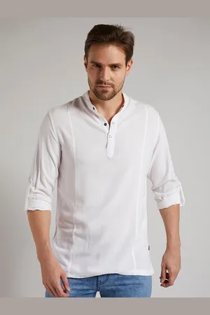 Identiti Men White Slim Fit Solid Casual Shirt