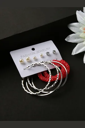 justpeachy Set Of 6 Multicoloured Contemporary Earrings