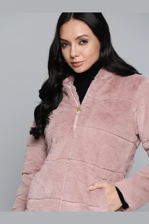 Chemistry Women Pink Solid Hooded Sherpa Jacket
