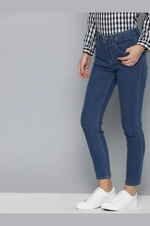 HERE&NOW Women Blue Skinny Fit High-Rise Clean Look Stretchable Cropped Jeans