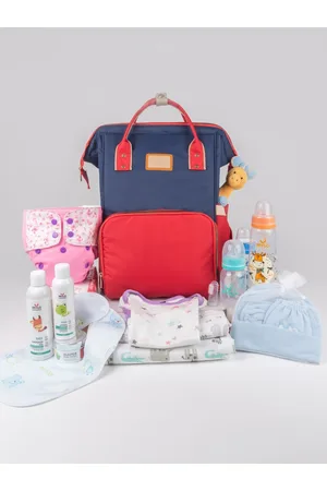 MYLO Kids Red & Blue Water-Resistant Diaper Backpack with Free Diaper Pouch