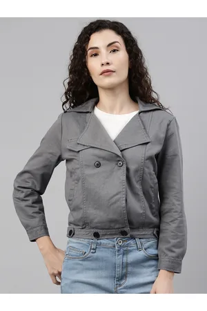 Campus Women Grey Windcheater Denim Jacket