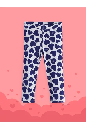 Ralph Lauren Girls Grey & Navy Blue Conversational Printed Track Pants