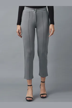 Elleven Women Grey Slim Fit Cropped Trousers
