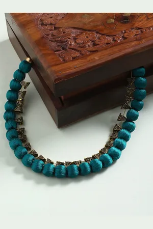 Akshara Clothing Gold-Toned & Green German Silver Gold-Plated Handcrafted Necklace