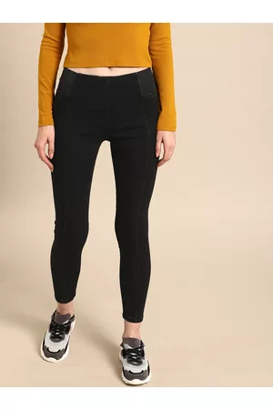 DressBerry Women Black Washed Super Skinny Fit Jeggings