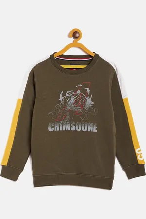 Crimsoune Club Boys Brown Printed Sweatshirt